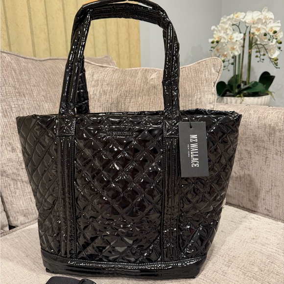 ⭐️ MZ Wallace Medium Empire Tote Bag Quilted In Black Liquor NEW ⭐️RARE - Picture 6 of 16